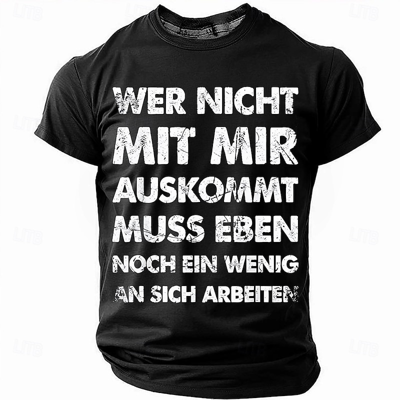 Men's Short Sleeve T-Shirt Funny German Sarcastic Quote Graphic Tee 'Work on Yourself' Lifestyle4