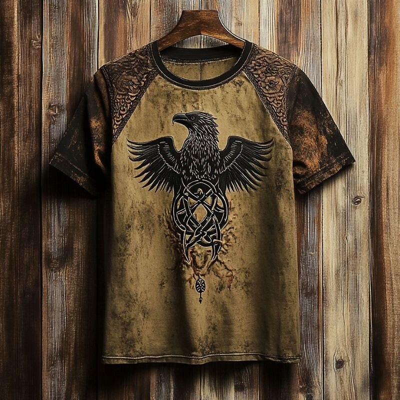 Men's Tee Short Sleeve Shirt Tee Top Short Sleeve Crew Neck Summer Fall Graphic Fashion Designer Retro Vintage Print Vacation Street Going out Dark Brown Brown Coffee Top Tee for Men2