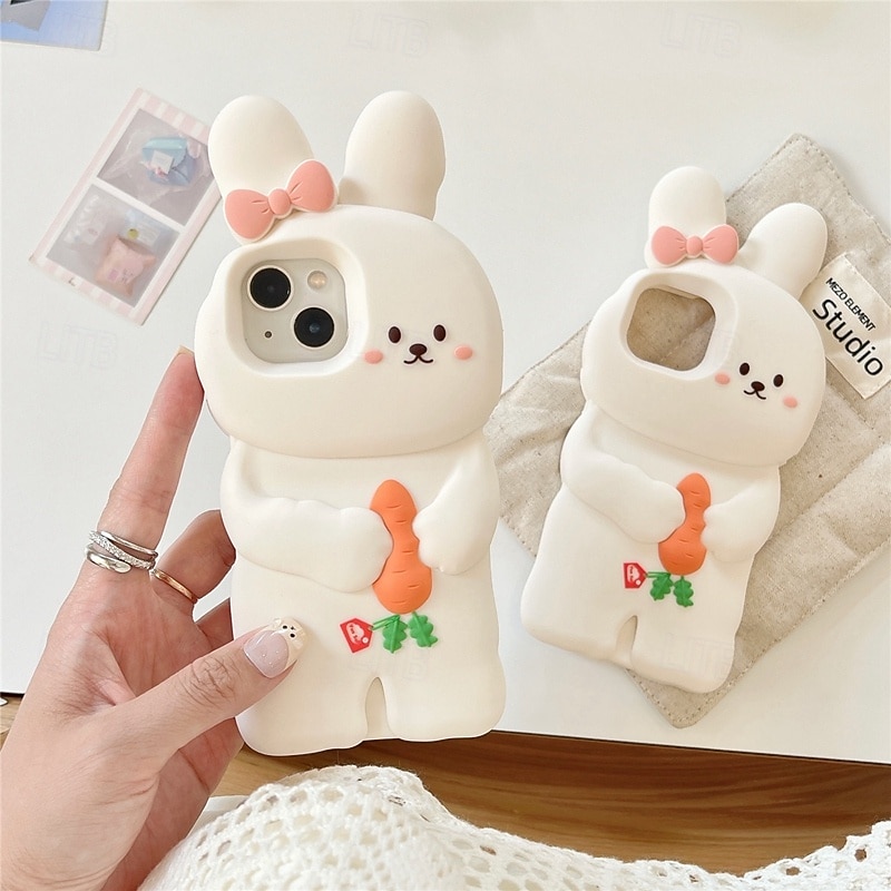 Phone Case For iPhone 16 Pro Max Plus 15 Pro Max Plus 14 Pro Max Plus 13 Pro Max Back Cover Shockproof Rabbit Silicone