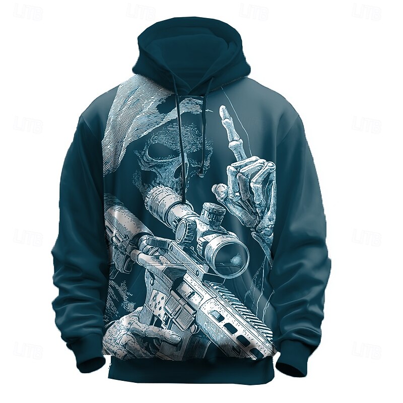 Halloween Men's Grim Reaper 3D Reaper Hoodies Sweatshirt Punk Exaggerated Long Sleeve Crew Neck Club Streetwear Black Red Drawstring Fall Winter Designer4