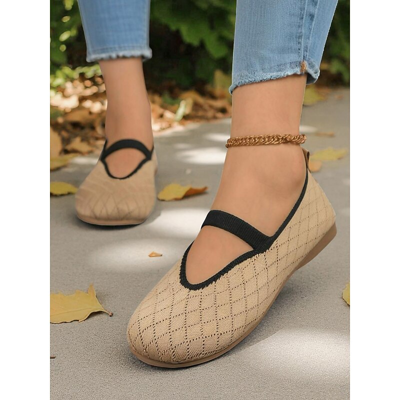 Women's Wide Width Barefoot Mary Jane Shoes – Breathable Diamond Flyknit Flats for Park Walks, Outdoor Activities and Casual Comfort4