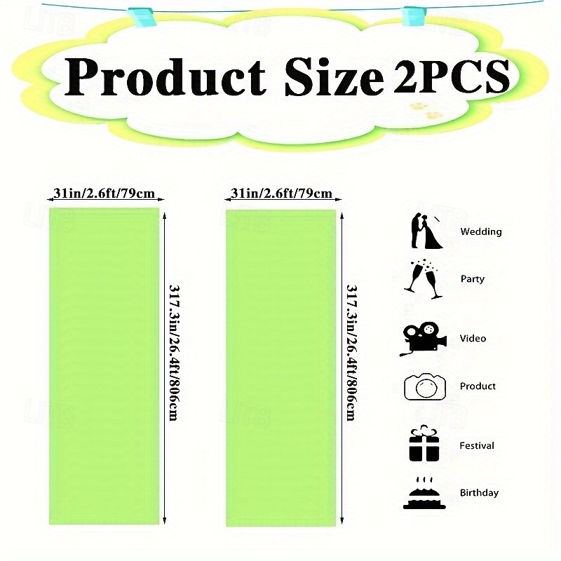 Black Polyester Tulle Draping Fabric  2pcs 26.4ft  Versatile Holiday Decoration  Wedding Birthday Party Stage Decor3