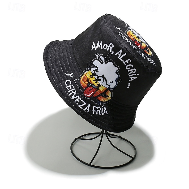 Men's Bucket Hat Oktoberfest Hat Black Polyester Print Fashion Casual Street Daily Beer Sunscreen Breathable2