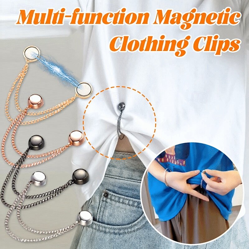 4Pcs Multi-function Magnetic Clothing Clips No Sew Pants Cuff Hem Fixing Tool Sleeve Corner Holder Adjustable Trouser Shortening Buckle Hemming Clamp