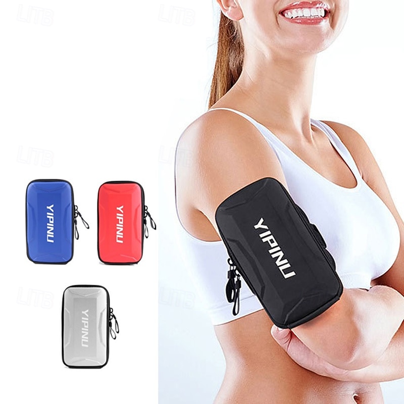 Arm Bag with Earphone Hole Sports Armband for Marathon Jogging Running Sports Bag Lightweight Breathable Water Resistant Velcro Reflective Strip PU Men's Women's Running Bag