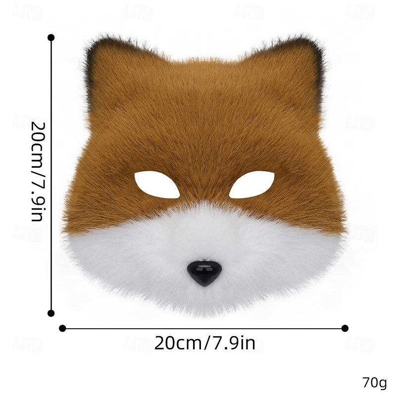 Half Face Fox Mask with Fur – Realistic Animal Mask for Masquerade Ball, Halloween, Cosplay, Party, and Stage Performance4