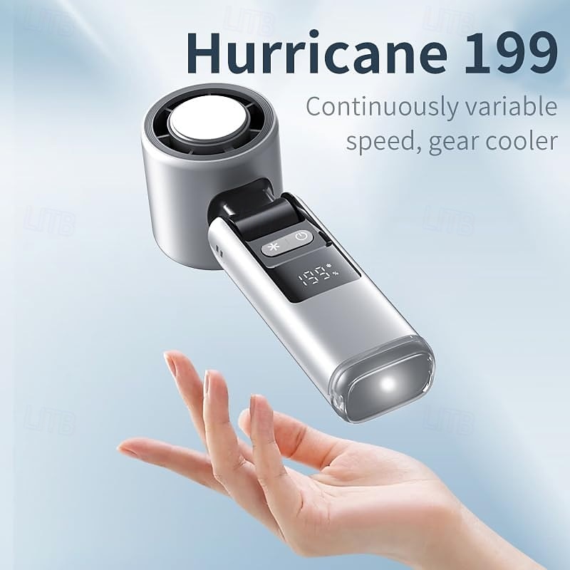 Portable Handheld Fan with Cooling Plate, 1-199 Speed Foldable Mini Fan with Stand, Hook & Lanyard, Up to 6H Use for Travel, Office, Home & Outdoor3
