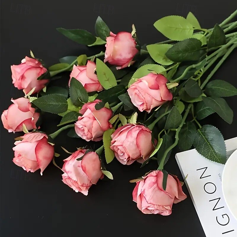 10-Pack Ombre Artificial Roses, Perfect for Weddings, Engagements, Home and Holiday Decor, Photo Props, Parties, Birthdays, Valentine's Day, Mother's Day Gifts, and Seasonal Dining Decorations