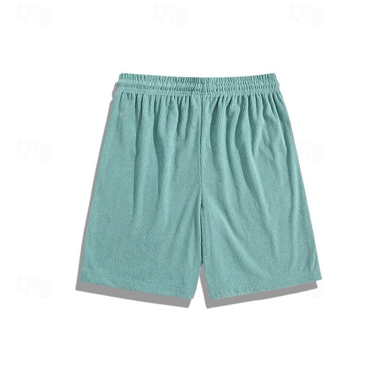 Men's Shorts Summer Shorts Casual Shorts Corduroy Shorts Pocket Elastic Waist Drawstring Plain Comfort Breathable Short Outdoor Vacation Sport Casual Black Light Green3
