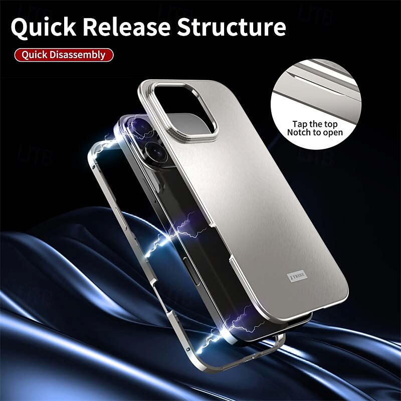 Phone Case For iPhone 16 Pro Max 15 14 Pro Max Back Cover Detachable Magnetic Shockproof PC Metal2