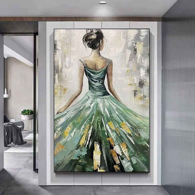 Hand Painted Wall Art Portrait Woman Oil Painting On Canvas Custom Vintage Female dancer girl oil Painting Living Room Wall Decor Modern Wall Art Home Decoration Decor ready to hang or canvas4