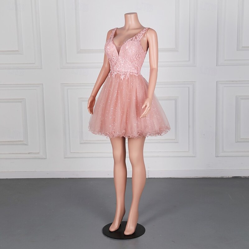 Mermaid / Trumpet Evening Gown Elegant Dress Homecoming Cocktail Party Sweep / Brush Train Sleeveless V Neck Lace with Sequin Appliques4