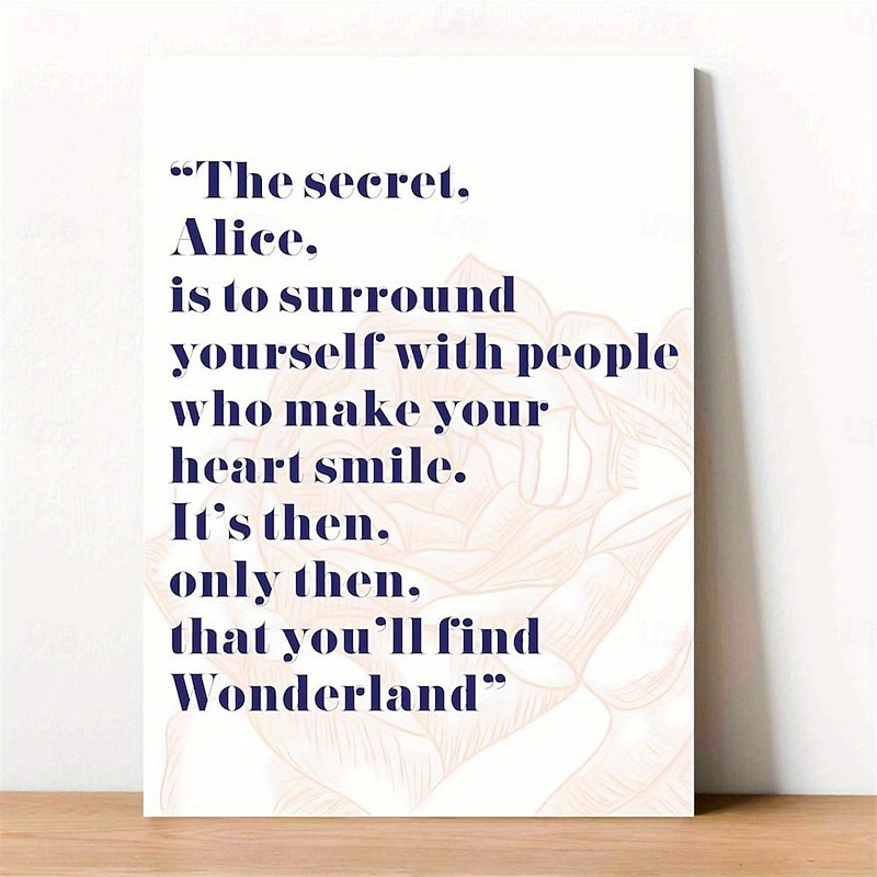1pc Wonderland Alice Quote Art Print Canvas Poster - Frameless Art Deco Classic Modern Ink Painting for Home Office Bathroom Living Room Bedroom Restaurants - Indoor Outdoor Alphabet Letter Print4