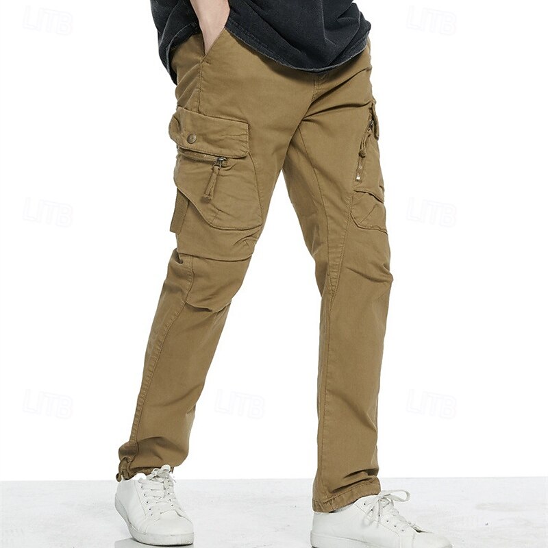 Men's Cargo Pants Trousers Multi Pocket Elastic Drawstring Waist Plain Wearable Outdoor Daily Camping & Hiking Fashion Classic Black Army Green