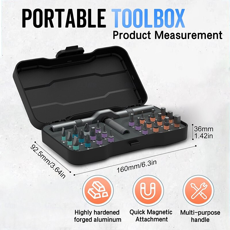 DIY Screwdriver 24 in 1 2025 New 24 in 1 Multi-bit Magnetic Screwdriver Set, Magnetic Screwdriver Set, Multi-purpose Ratchet Wrench Screwdriver S2 Magnetic Drill Bit, Removable T Ratchet Handle3