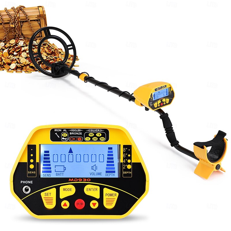 MD930 Waterproof Portable Metal Detector, High-sensitivity Underground Treasure Metal Detector with LCD
