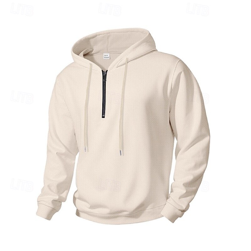 Men's Hoodie Quarter Zip Hoodie Black White Blue Khaki Gray Hooded Plain Pocket Sports & Outdoor Casual Daily Streetwear Cool Designer Spring &  Fall Clothing Apparel Hoodies Sweatshirts3