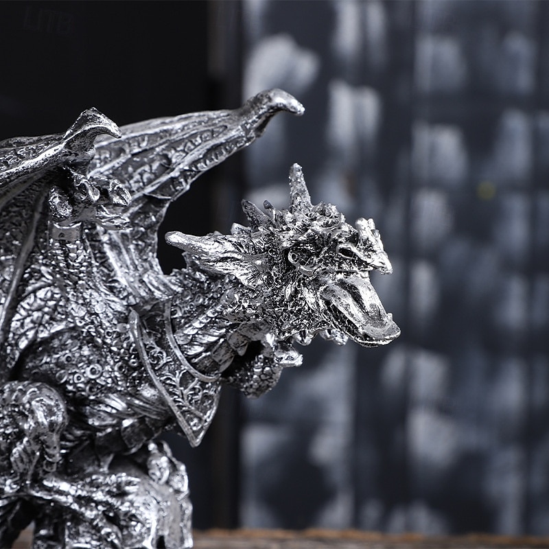 Halloween Resin Figurine Skeleton Magic Dragon Statue Gothic Resin Craft Decoration for Home Garden Spooky Fantasy Ornament Haunted House Holiday Party Display Accessory3