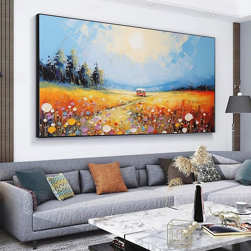 Handmade Oil Painting Canvas Wall Art Decoration Modern Abstract Beautiful Rural Landscape for Living Room Home Decor Stretched Frame Hanging Painting/Rolled Frameless Unstretched Painting3