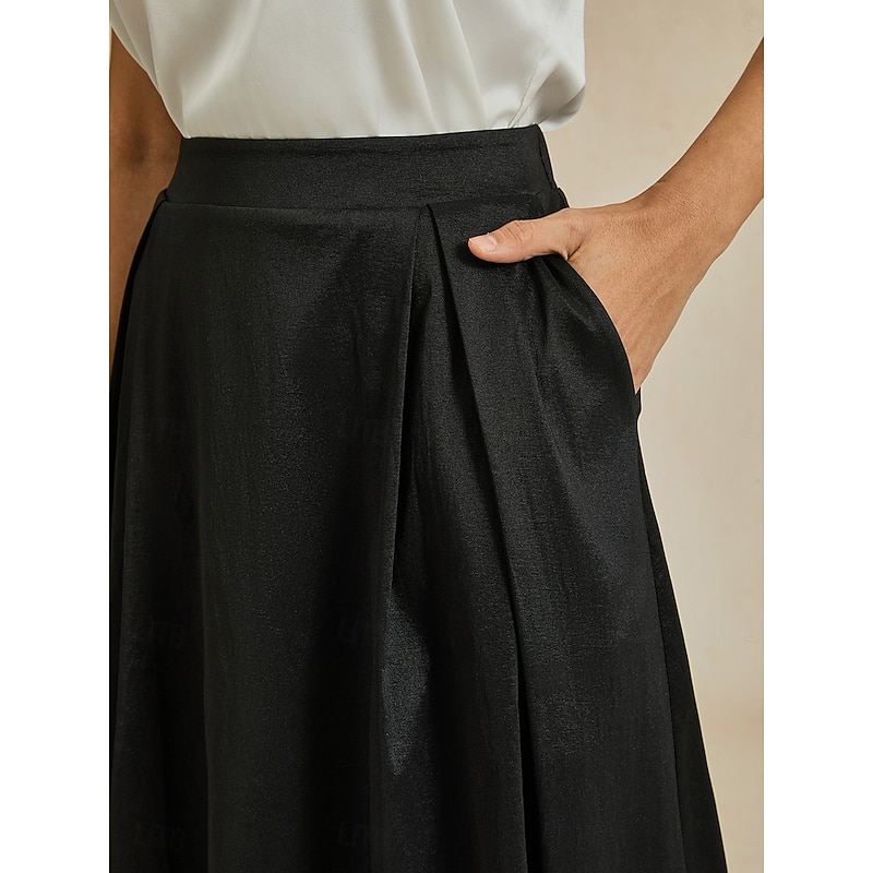 Women's Skirt Elegant Vintage Long Shiny Maxi High Waist Skirts Stretchy Black Summer Nylon Spandex3