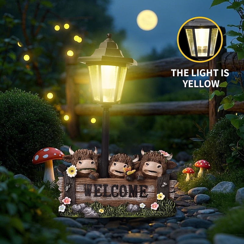 1 Pc Outdoor Solar Waterproof Creative Three Cow Resin Decorative Light Courtyard Garden Path Terrace Balcony Landscape Light