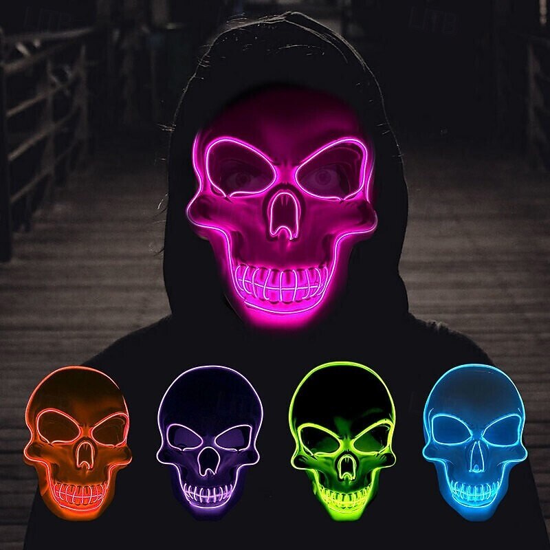 Skull Skeleton Halloween Mask LED Mask Scary Glow in the Dark Led Light Up Adults' Men's Women's Unisex Halloween Carnival Performance Party Easy Halloween Costumes Dress Up