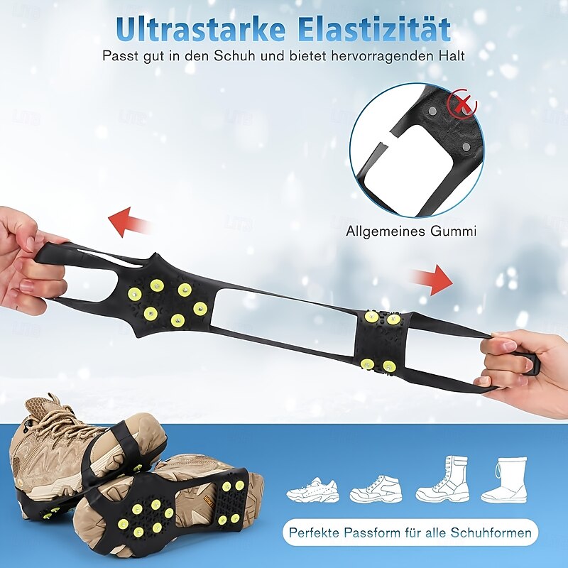 Winter Non-Slip Rubber Shoe Spikes, 10-Crampon Traction for Snow and Ice, Easy Installation, Black - Ideal for Outdoor Safety4