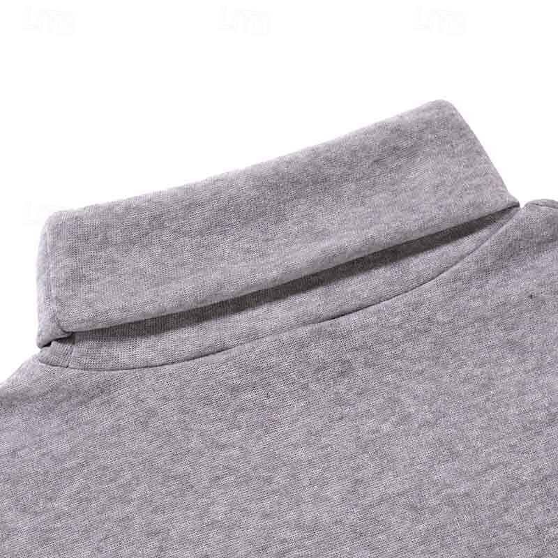 Men's Pullover Sweater Jumper Knit Sweater Ribbed Knit Regular Tops Knitted Plain Turtleneck Fashion Casual Vacation Daily Wear Clothing Apparel Fall & Winter Wine Black S M L2