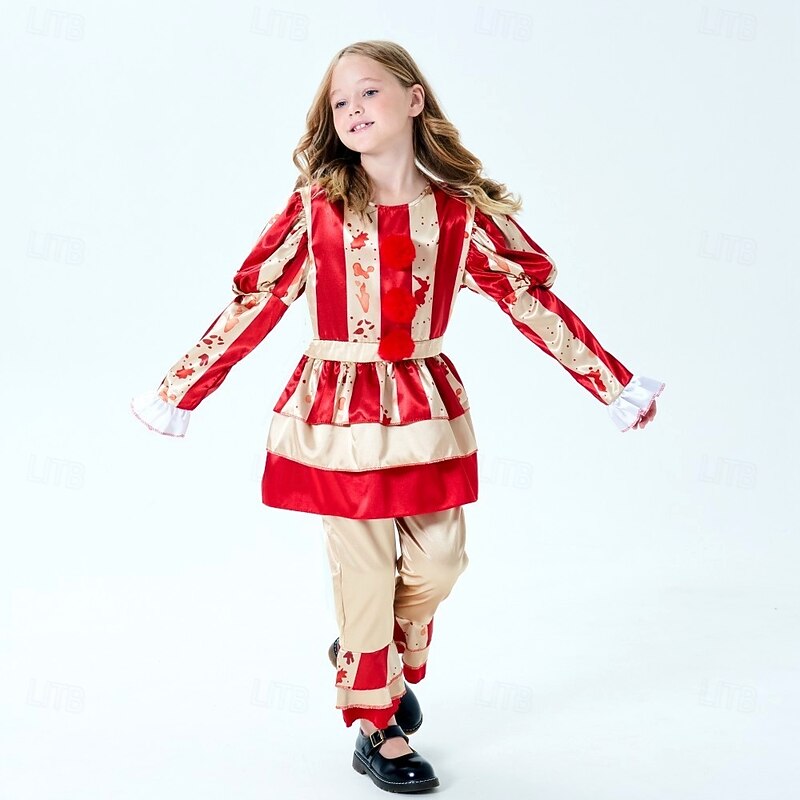 Clown Pennywise Halloween Costume It Horror Scary Costume Kid's Girls' Halloween Carnival Performance Party Easy Halloween Costumes Dress Up4