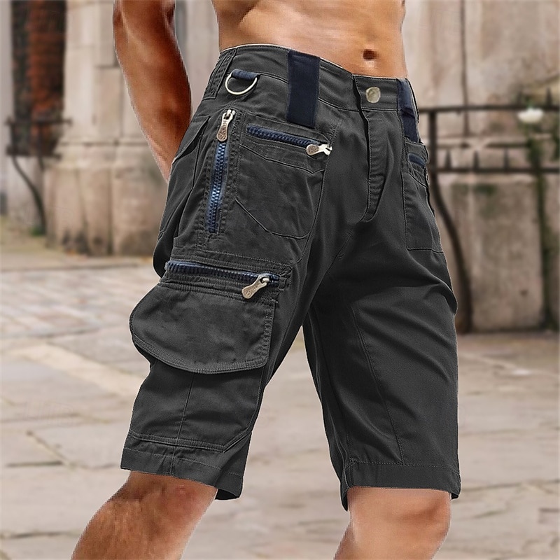 Men's Cargo Shorts Shorts Summer Shorts Zipper Pocket Multi Pocket Plain Comfort Wearable Calf-Length Outdoor Sport Daily Fashion Casual Black Brown2