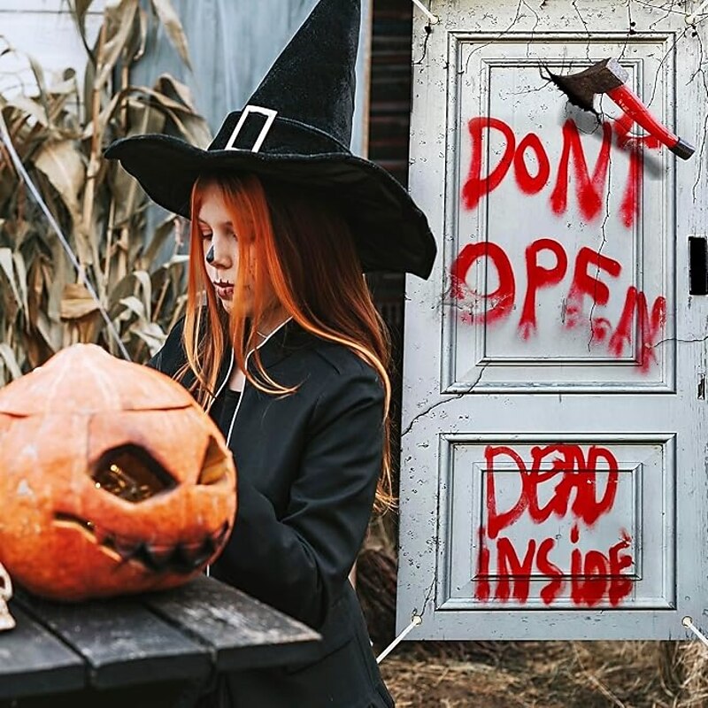 Halloween Door Cover – "Don't Open, Dead Inside" Bloody Warning Sign, Horror Zombie Entrance Banner, Spooky Outdoor & Indoor 2025 Halloween Decoration for Bedroom, Living Room, Bathroom2