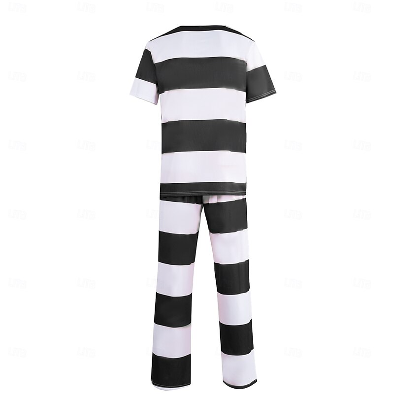 Prisoner Halloween Cosplay Costume Cosplay Adults' Men's Women's Halloween Carnival Party Masquerade Easy Halloween Costumes Dress Up3