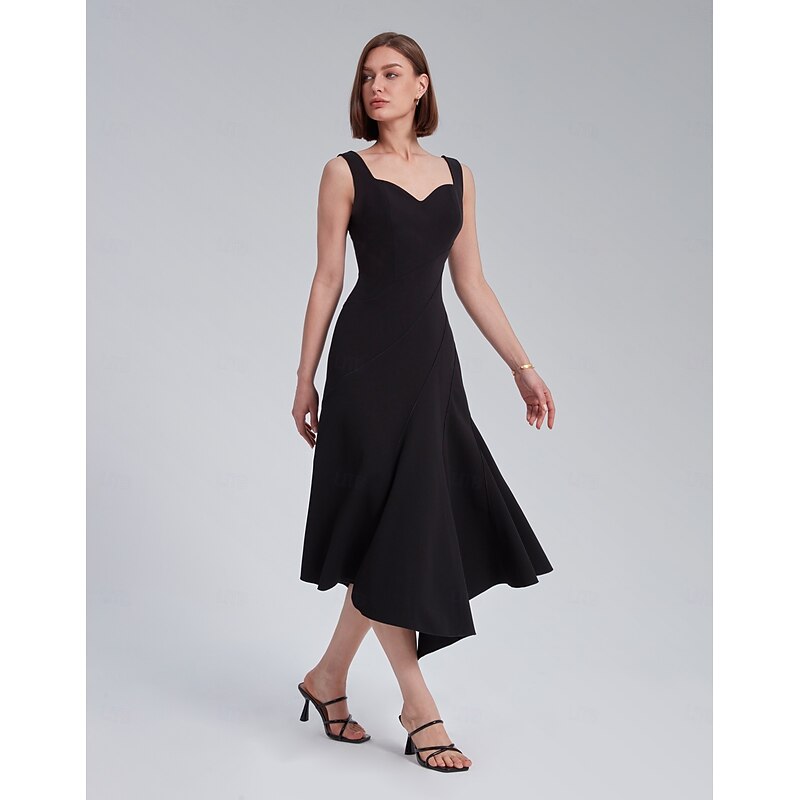 Asymmetric Sweetheart Neckline Dress2
