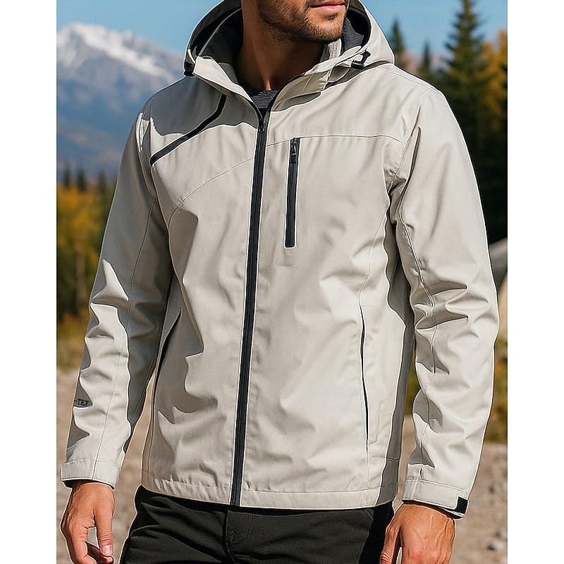 Men's Windbreaker Softshell Jacket Hiking Jacket Outdoor Waterproof Windproof Hiking Outfits Hiking Clothes Spring Autumn / Fall Top Camping / Hiking / Caving Running Dark Grey Black White