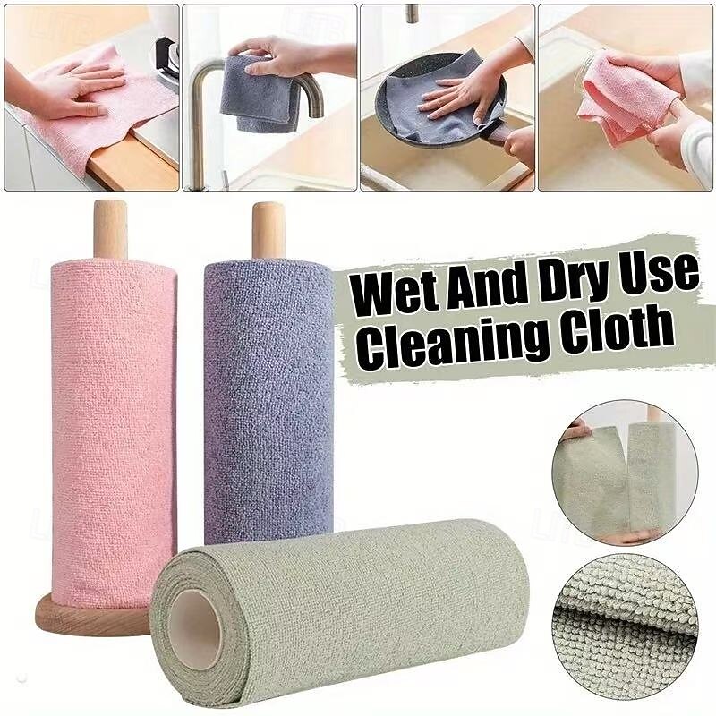 2 Rolls / 40pcs Reusable Microfiber Cleaning Wipes, Multipurpose Kitchen Towels, Woven Dish Cloths, Eco-Friendly Household Cleaning Cloths for Living Room, Bedroom, and Kitchen3