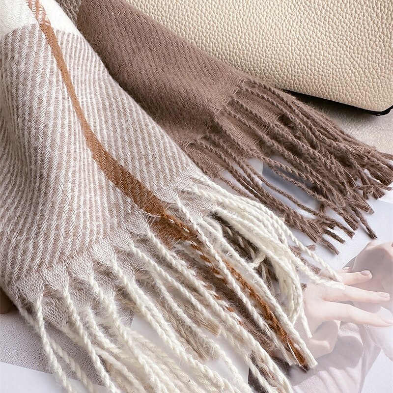 Women's Rectangle Scarf Women's Shawls & Wraps Street Daily Date Grey Black Brown Scarf Plaid3