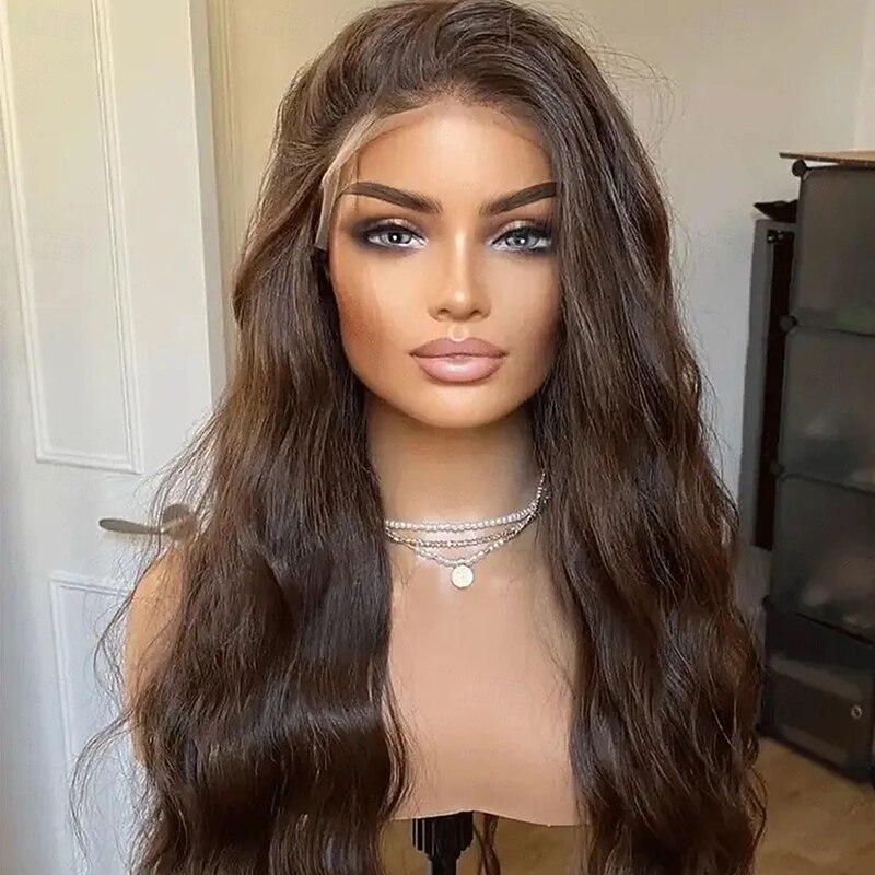 Unprocessed Virgin Hair 5x5 Closure 13x4 Lace Front Wig Free Part Brazilian Hair Natural Wave Brown Wig 130% 150% Density with Baby Hair 100% Virgin Glueless Pre-Plucked For Women Long Human Hair4