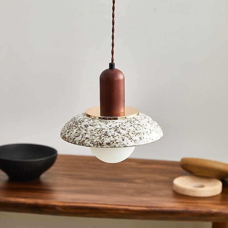 Modern Handmade Ceramic Pendant Light, Metal Ceramic Material, 20cm Height, Warm White Light, G9, Adjustable Chain