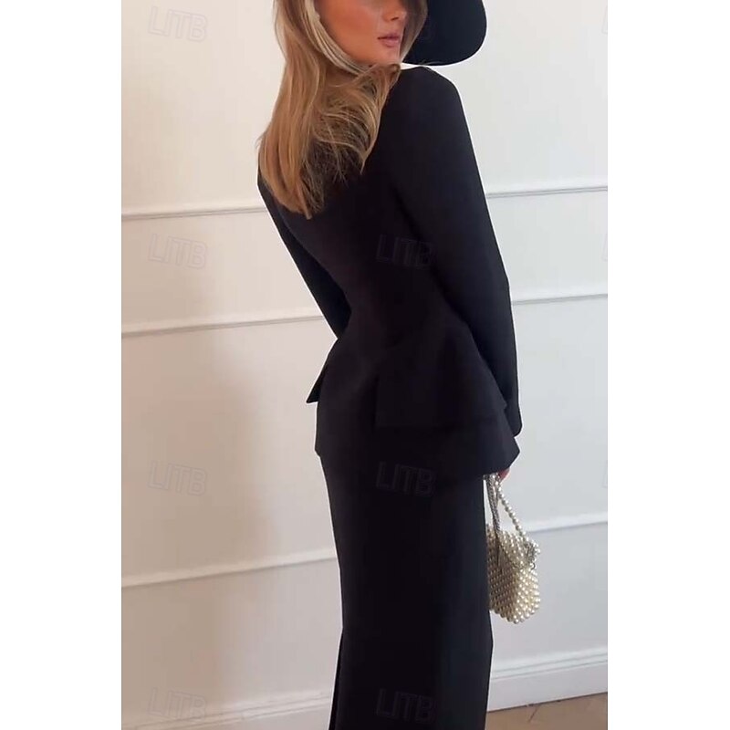 Women's Blazer Sport Coat Formal Evening Elegant Long Sleeve Square Neck Double Breasted2