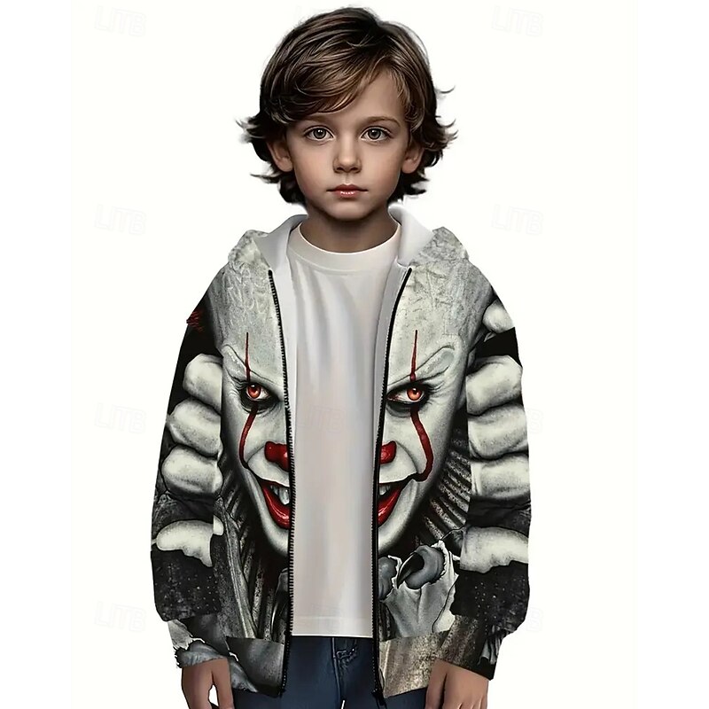 Boys' 3D Ghost Hoodie Coat Outerwear Long Sleeve Spring Fall Cool Sport Kids 4-12 Years Zip Street Daily Regular Fit2