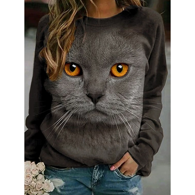Women's Pullover Sweatshirt Hoodies Graphic Animal Fashion Casual Long Sleeve Crew Neck Regular Tops Street Dailywear Casual Print Black Pink Spring Fall Winter4