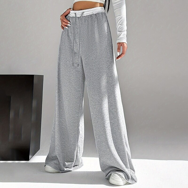 Women's Yoga Pants Casual Pants Drawstring Pocket Tummy Control High Waist Gym Dance Athletic Bottoms Solid Color Black Gray Fall Sports Activewear Loose Fit4