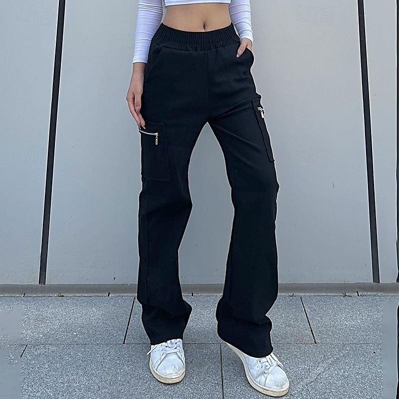 Women's Cargo Pants Hiking Pants Trousers Summer Outdoor Regular Fit Waterproof Bottoms Pocket Elastic Waist Black Army Green Camping / Hiking Running S M L4