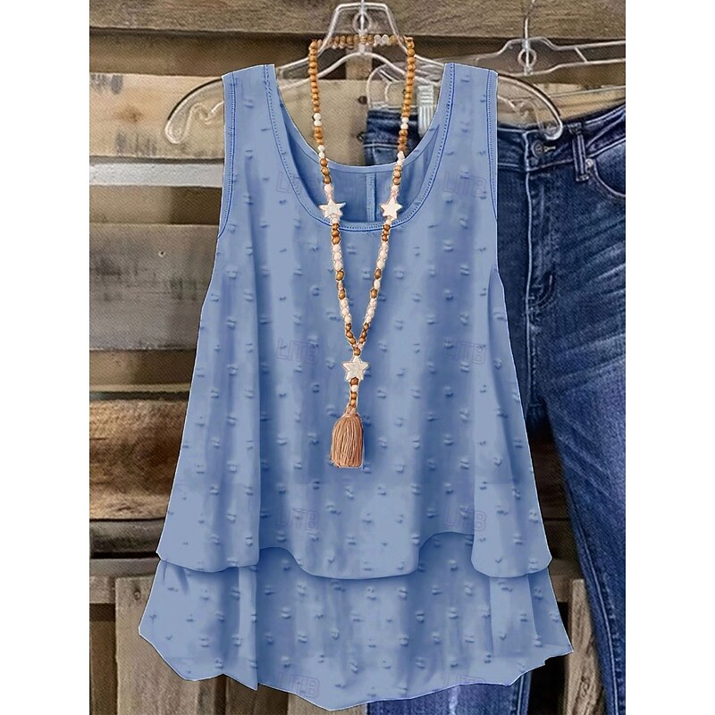 Women's Camisole Tank Top Solid Color Daily Casual Sleeveless U Neck Regular Tops Daily Patchwork Black White Sky Blue Purple Summer2