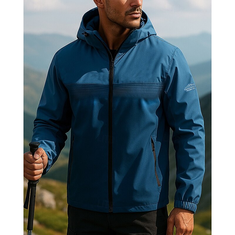 Men's Windbreaker Softshell Jacket Hiking Jacket Outdoor Thermal Waterproof Windproof Warm Hiking Outfits Hiking Clothes Winter Autumn / Fall Top Camping / Hiking / Caving Running Patchwork Blue Grey3