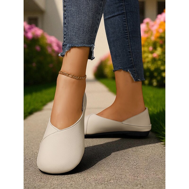 Women's Faux Leather Comfort Barefoot Flats – Minimalist Slip-On Wide Fit Shoes for Casual Walks, Daily Wear and Travel Outings4