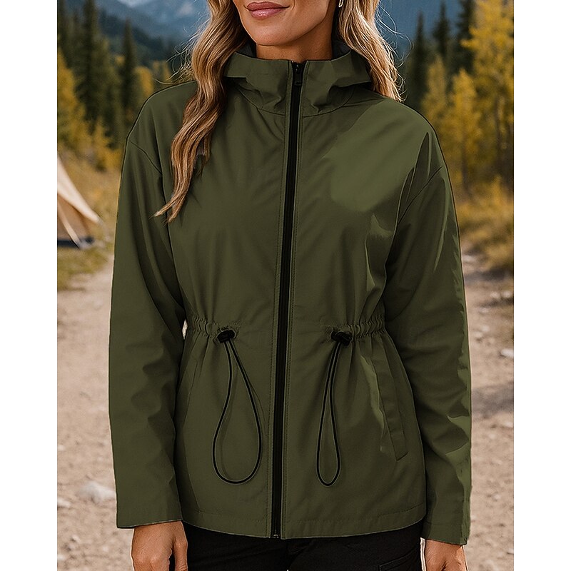 Women's Windbreaker Hiking Jacket rain coat Outdoor Waterproof Windproof Hiking Outfits Hiking Clothes Spring Autumn / Fall Top Camping / Hiking / Caving Running Solid Color Black Army Green Dark Blue4
