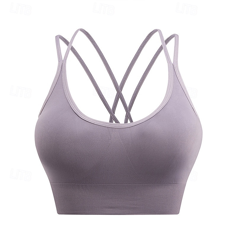 Women's Padded Bra Adjustable Quick Dry Lightweight Sports Solid Color Sports Bra Bra Top For Gym Workout Dance Running Activewear