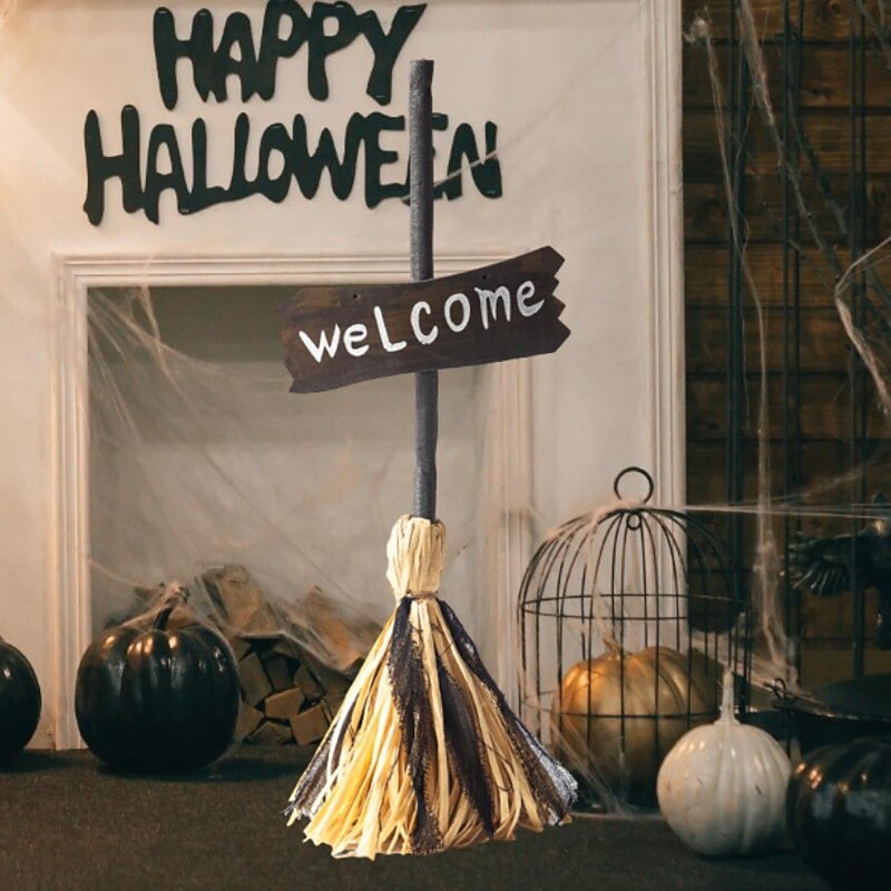 Halloween Witch Broom Prop Halloween Supplies,Decorations,with Music and Lights Photography Club Props Halloween Broomstick3