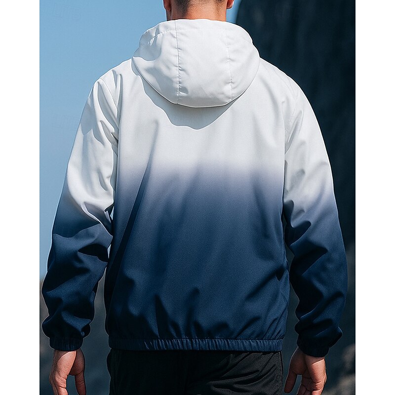 Men's Softshell Jacket Hiking Jacket Hardshell Jacket Outdoor Waterproof Windproof Hiking Outfits Hiking Clothes Spring Autumn / Fall Top Camping / Hiking / Caving Running Gradient Blue Dark Blue2